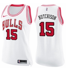 Women's Nike Chicago Bulls #15 Chandler Hutchison Swingman White/Pink Fashion NBA Jersey