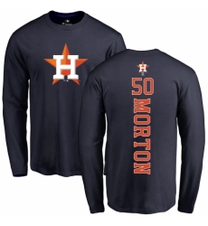 MLB Nike Houston Astros #50 Charlie Morton Navy Blue Backer Long Sleeve T-Shirt