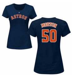 MLB Women's Nike Houston Astros #50 Charlie Morton Navy Blue Name & Number T-Shirt