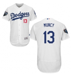 Men's Majestic Los Angeles Dodgers #13 Max Muncy White Home Flex Base Authentic Collection 2018 World Series MLB Jersey