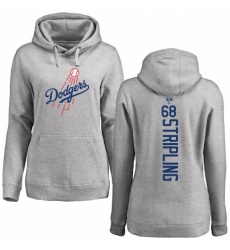 MLB Women's Nike Los Angeles Dodgers #68 Ross Stripling Ash Backer Pullover Hoodie