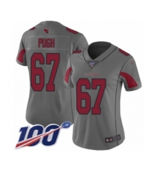 Women's Arizona Cardinals #67 Justin Pugh Limited Silver Inverted Legend 100th Season Football Jersey