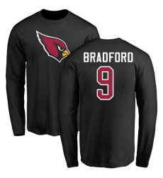 NFL Nike Arizona Cardinals #9 Sam Bradford Black Name & Number Logo Long Sleeve T-Shirt