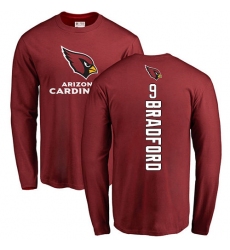 NFL Nike Arizona Cardinals #9 Sam Bradford Maroon Backer Long Sleeve T-Shirt