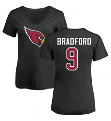 NFL Women's Nike Arizona Cardinals #9 Sam Bradford Black Name & Number Logo T-Shirt