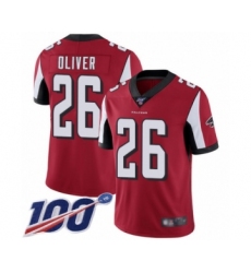Men's Atlanta Falcons #26 Isaiah Oliver Red Team Color Vapor Untouchable Limited Player 100th Season Football Jersey