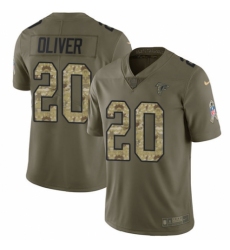 Youth Nike Atlanta Falcons #20 Isaiah Oliver Limited Olive/Camo 2017 Salute to Service NFL Jersey