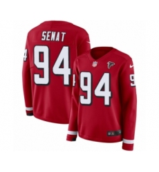 Women's Nike Atlanta Falcons #94 Deadrin Senat Limited Red Therma Long Sleeve NFL Jersey