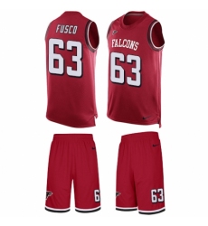Men's Nike Atlanta Falcons #63 Brandon Fusco Limited Red Tank Top Suit NFL Jersey