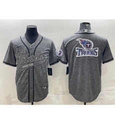 Men's Tennessee Titans Gray Team Big Logo With Patch Cool Base Stitched Baseball Jersey
