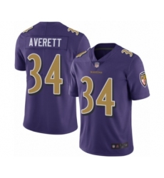 Men's Baltimore Ravens #34 Anthony Averett Limited Purple Rush Vapor Untouchable Football Jersey