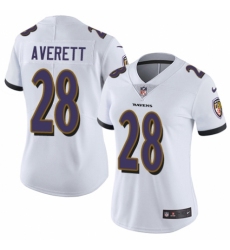 Women's Nike Baltimore Ravens #28 Anthony Averett White Vapor Untouchable Limited Player NFL Jersey