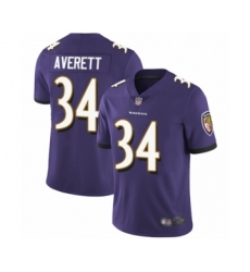 Youth Baltimore Ravens #34 Anthony Averett Purple Team Color Vapor Untouchable Limited Player Football Jersey