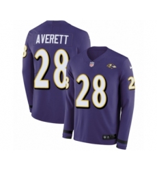 Youth Nike Baltimore Ravens #28 Anthony Averett Limited Purple Therma Long Sleeve NFL Jersey