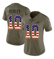 Women's Nike Buffalo Bills #10 Jeremy Kerley Limited Olive USA Flag 2017 Salute to Service NFL Jersey