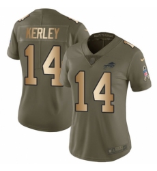 Women's Nike Buffalo Bills #14 Jeremy Kerley Limited Olive/Gold 2017 Salute to Service NFL Jersey