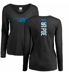 NFL Women's Nike Carolina Panthers #95 Dontari Poe Black Backer Slim Fit Long Sleeve T-Shirt