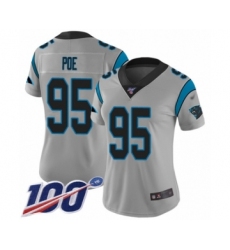 Women's Carolina Panthers #95 Dontari Poe Silver Inverted Legend Limited 100th Season Football Jersey