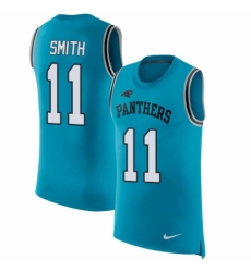 Men's Nike Carolina Panthers #11 Torrey Smith Blue Rush Player Name & Number Tank Top NFL Jersey