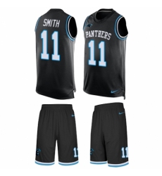 Men's Nike Carolina Panthers #11 Torrey Smith Limited Black Tank Top Suit NFL Jersey