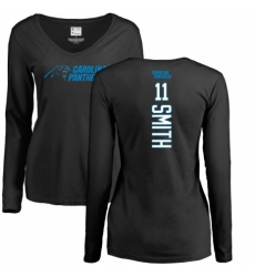 NFL Women's Nike Carolina Panthers #11 Torrey Smith Black Backer Slim Fit Long Sleeve T-Shirt
