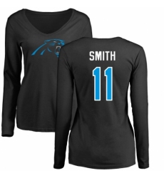 NFL Women's Nike Carolina Panthers #11 Torrey Smith Black Name & Number Logo Slim Fit Long Sleeve T-Shirt