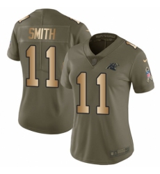 Women's Nike Carolina Panthers #11 Torrey Smith Limited Olive/Gold 2017 Salute to Service NFL Jersey