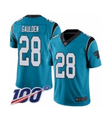 Men's Carolina Panthers #28 Rashaan Gaulden Blue Alternate Vapor Untouchable Limited Player 100th Season Football Jersey