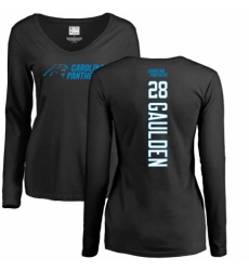 NFL Women's Nike Carolina Panthers #28 Rashaan Gaulden Black Backer Slim Fit Long Sleeve T-Shirt