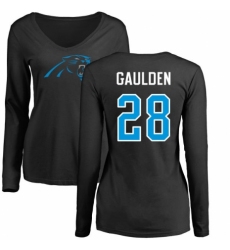 NFL Women's Nike Carolina Panthers #28 Rashaan Gaulden Black Name & Number Logo Slim Fit Long Sleeve T-Shirt