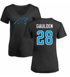 NFL Women's Nike Carolina Panthers #28 Rashaan Gaulden Black Name & Number Logo Slim Fit T-Shirt