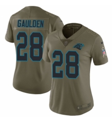 Women's Nike Carolina Panthers #28 Rashaan Gaulden Limited Olive 2017 Salute to Service NFL Jersey