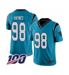 Men's Carolina Panthers #98 Marquis Haynes Blue Alternate Vapor Untouchable Limited Player 100th Season Football Jersey