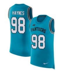 Men's Nike Carolina Panthers #98 Marquis Haynes Blue Rush Player Name & Number Tank Top NFL Jersey