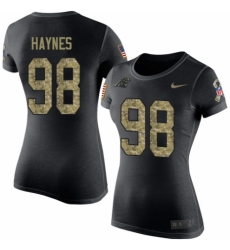 NFL Women's Nike Carolina Panthers #98 Marquis Haynes Black Camo Salute to Service T-Shirt
