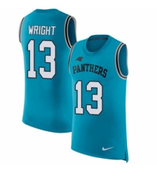 Men's Nike Carolina Panthers #13 Jarius Wright Blue Rush Player Name & Number Tank Top NFL Jersey