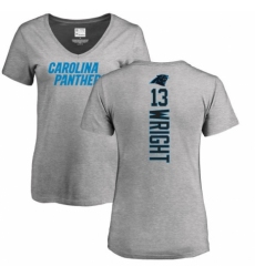 NFL Women's Nike Carolina Panthers #13 Jarius Wright Ash Backer V-Neck T-Shirt