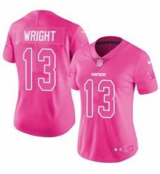 Women's Nike Carolina Panthers #13 Jarius Wright Limited Pink Rush Fashion NFL Jersey