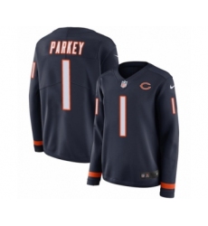 Women's Nike Chicago Bears #1 Cody Parkey Limited Navy Blue Therma Long Sleeve NFL Jersey