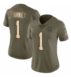 Women's Nike Chicago Bears #1 Cody Parkey Limited Olive/Gold 2017 Salute to Service NFL Jersey