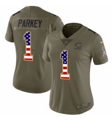 Women's Nike Chicago Bears #1 Cody Parkey Limited Olive/USA Flag 2017 Salute to Service NFL Jersey