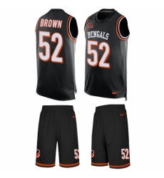 Men's Nike Cincinnati Bengals #52 Preston Brown Limited Black Tank Top Suit NFL Jersey
