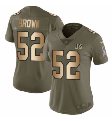 Women's Nike Cincinnati Bengals #52 Preston Brown Limited Olive/Gold 2017 Salute to Service NFL Jersey