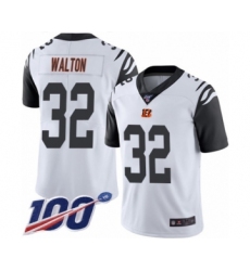 Men's Cincinnati Bengals #32 Mark Walton Limited White Rush Vapor Untouchable 100th Season Football Jersey