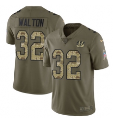 Men's Nike Cincinnati Bengals #32 Mark Walton Limited Olive Camo 2017 Salute to Service NFL Jersey