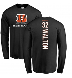 NFL Nike Cincinnati Bengals #32 Mark Walton Black Backer Long Sleeve T-Shirt