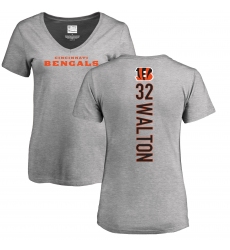 NFL Women's Nike Cincinnati Bengals #32 Mark Walton Ash Backer V-Neck T-Shirt