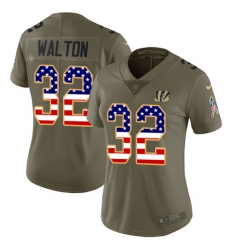 Women's Nike Cincinnati Bengals #32 Mark Walton Limited Olive USA Flag 2017 Salute to Service NFL Jersey