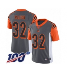 Youth Cincinnati Bengals #32 Mark Walton Limited Silver Inverted Legend 100th Season Football Jersey