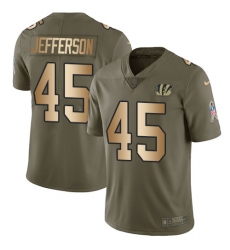 Men's Nike Cincinnati Bengals #45 Malik Jefferson Limited Olive Gold 2017 Salute to Service NFL Jersey